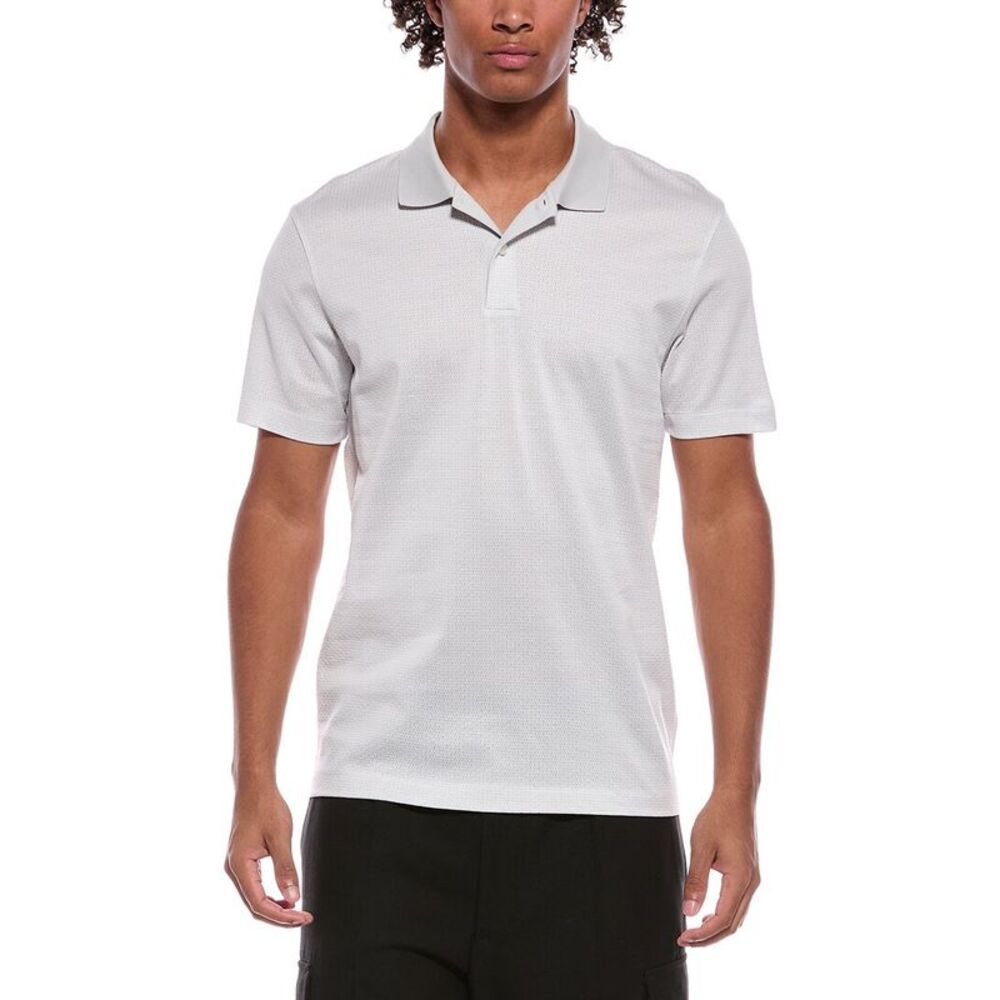 Hugo Boss Mens Boss  C Parlay Textured Polo Shirt, White